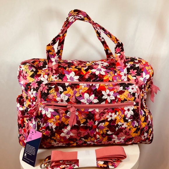 Vera Bradley Weekender Travel Bag Suitcase Spring Break Coral - Picture 2 of 8